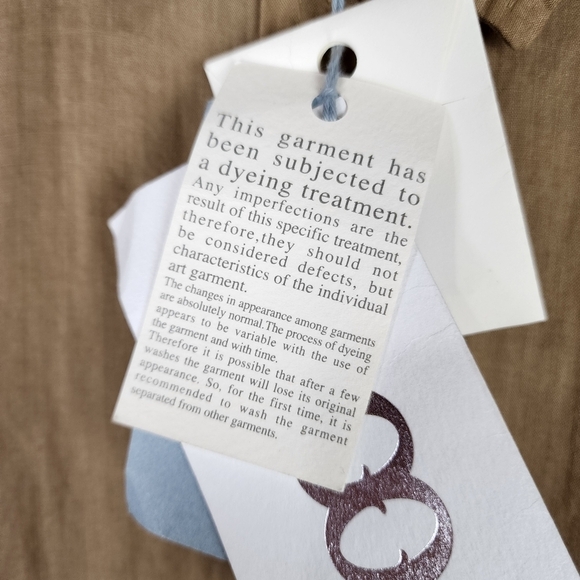 ottod'ame Button Front Fit and Flare Midi Shirt Dress  Tan Ramie Size 10/12 - Picture 13 of 16